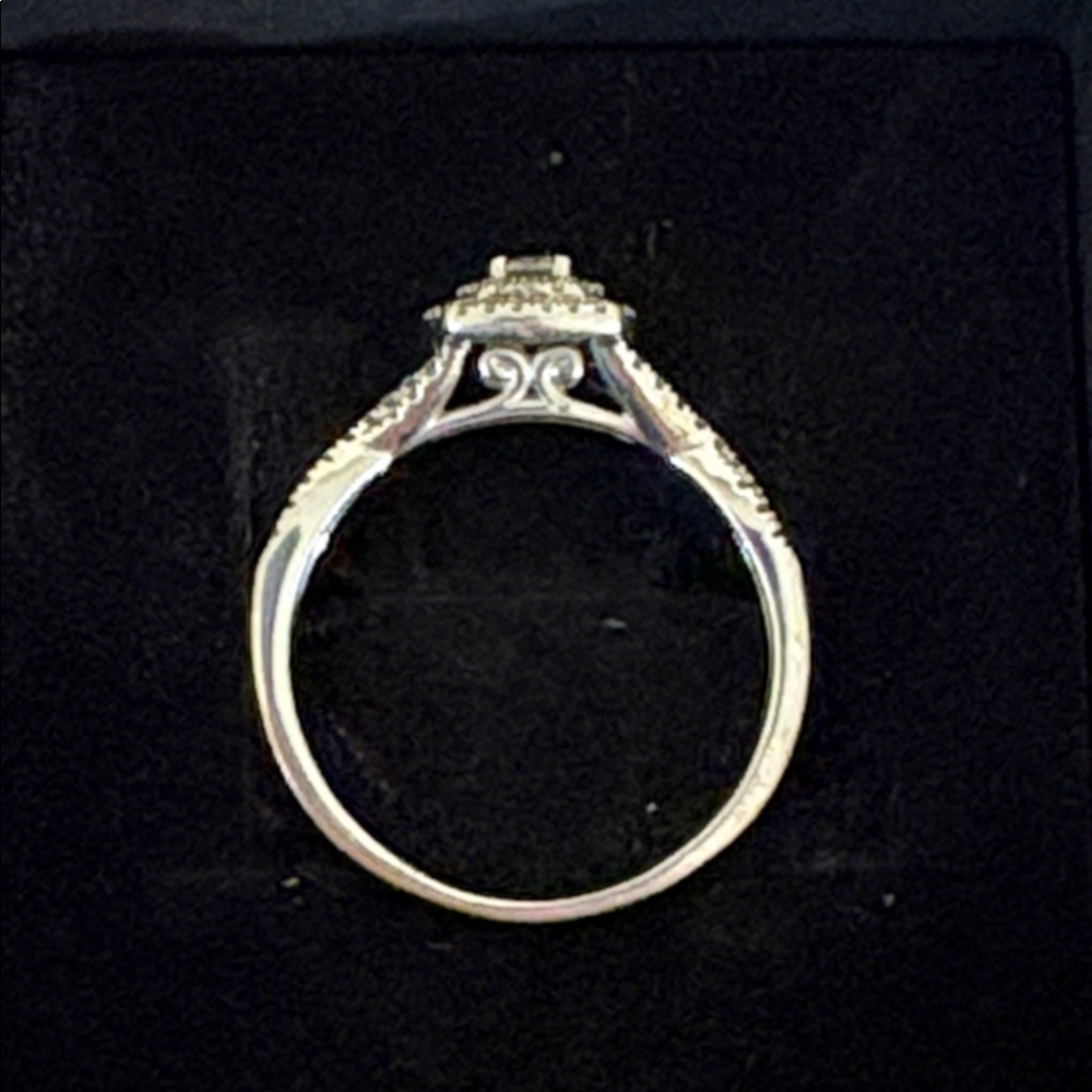 SOLD! 1ct TW Diamond 10K White Gold Dbl Sq Halo Twisted Shank Scroll Bskt Zales - Picture 6 of 14